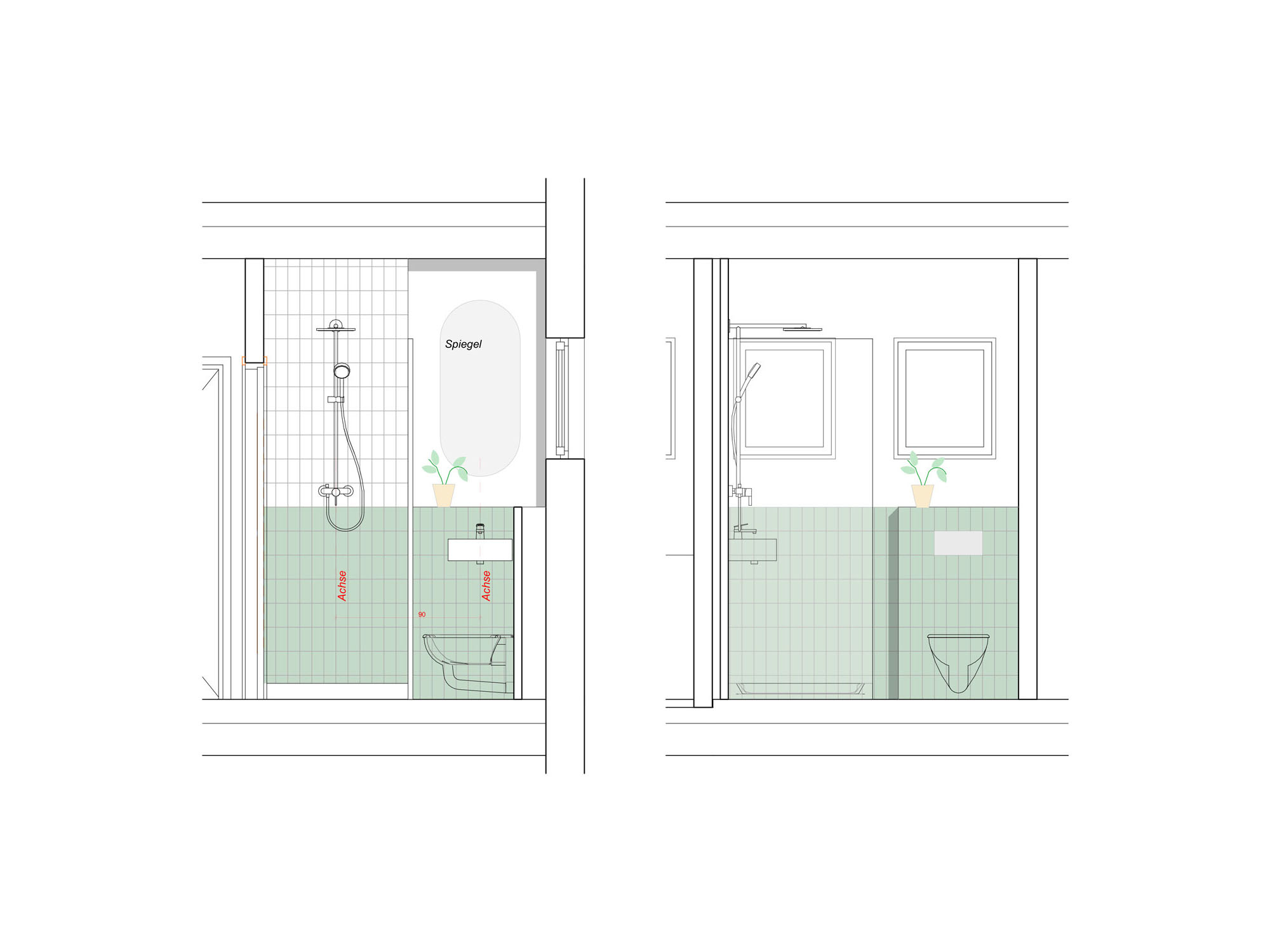 Zeichnung Badezimmer